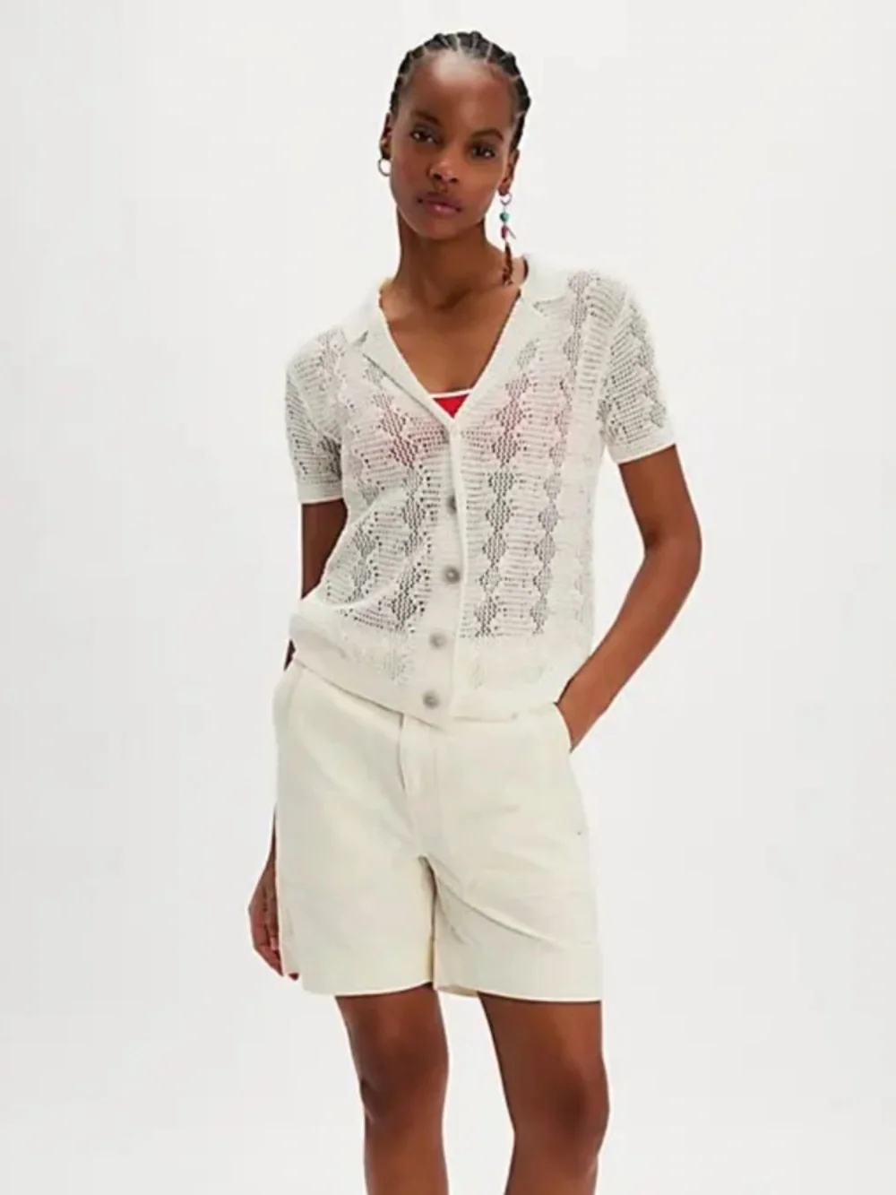 Free People Diamond Polo in Ivory